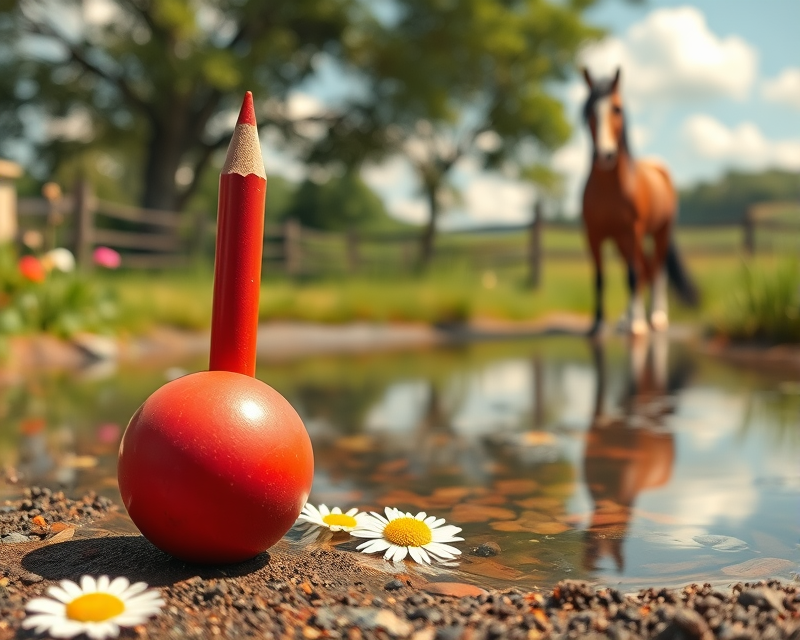 crayon, daisy, horse, pond, bowling ball